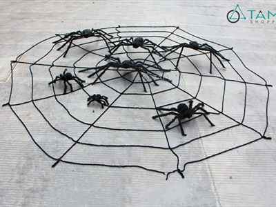 Mạng nhện dây vải trang trí trắng đen nhiều cỡ MANGNHEN-01