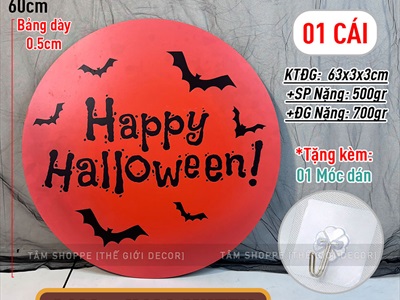 Mặt trăng Halloween tròn Formex 5ly ĐK60cm [Tặng móc treo] FORM-HLW-01