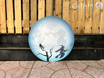 Mặt trăng Halloween tròn Formex 5ly ĐK60cm [Tặng móc treo] FORM-HLW-01