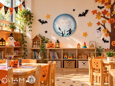 Mặt trăng Halloween tròn Formex 5ly ĐK60cm [Tặng móc treo] FORM-HLW-01