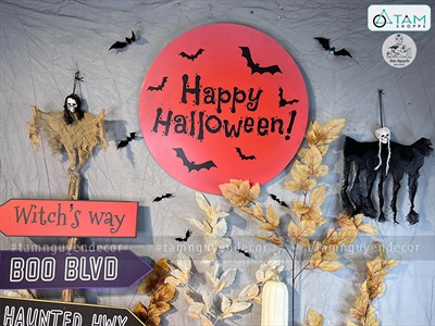 Mặt trăng Halloween tròn Formex 5ly ĐK60cm [Tặng móc treo] FORM-HLW-01