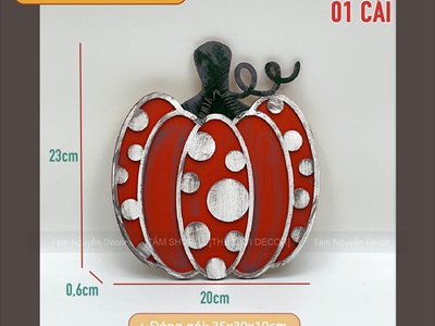 Mô hình bí ngô gỗ 20cm 4 kiểu treo tường [Thủ công/ Độc đáo] TRAI-BINGO-11