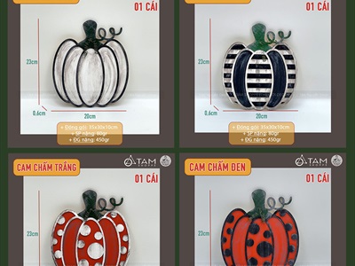 Mô hình bí ngô gỗ 20cm 4 kiểu treo tường [Thủ công/ Độc đáo] TRAI-BINGO-11