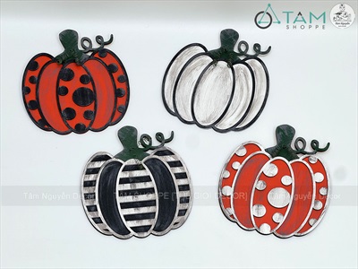 Mô hình bí ngô gỗ 20cm 4 kiểu treo tường [Thủ công/ Độc đáo] TRAI-BINGO-11