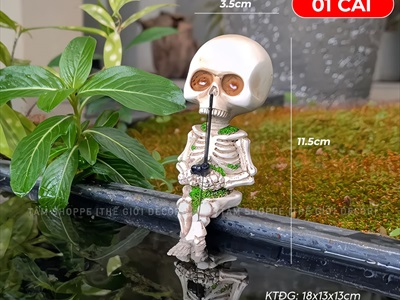 Mô hình bộ xương ngồi câu cá mini decor [Cao 11,5cm - Nhựa đặc] XUONGNGUOI-05