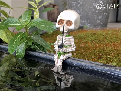 Mô hình bộ xương ngồi câu cá mini decor [Cao 11,5cm - Nhựa đặc] XUONGNGUOI-05