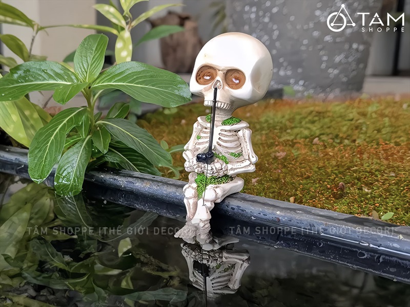 Mô hình bộ xương ngồi câu cá mini decor [Cao 11,5cm - Nhựa đặc] XUONGNGUOI-05