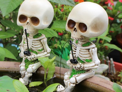 Mô hình bộ xương ngồi câu cá mini decor [Cao 11,5cm - Nhựa đặc] XUONGNGUOI-05