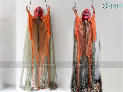 Mô hình con ma bí ngô treo xương [Lắc lư - Cảm ứng tiếng động] HLW-MAQUY-38