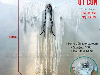 Mô hình con ma cô dâu có cánh cảm ứng chuyển động [Mắt Led/ Tiếng cười] HLW-MAQUY-47