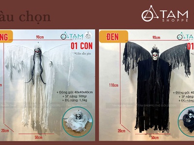 Mô hình con ma cô dâu có cánh cảm ứng chuyển động [Mắt Led/ Tiếng cười] HLW-MAQUY-47