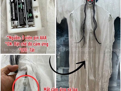 Mô hình con ma cô dâu có cánh cảm ứng chuyển động [Mắt Led/ Tiếng cười] HLW-MAQUY-47
