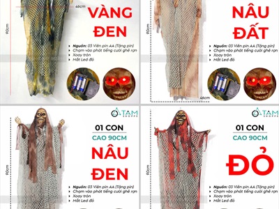 Mô hình con ma điện tử áo lưới vải loang 90cm [Xoay vòng - Cười kinh dị] HLW-MAQUY-41
