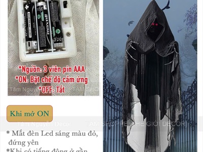 Mô hình Ma ảnh huyết nhãn 2m cảm ứng tiếng động [Mắt Led/ Tiếng cười vọng] HLW-MAQUY-49