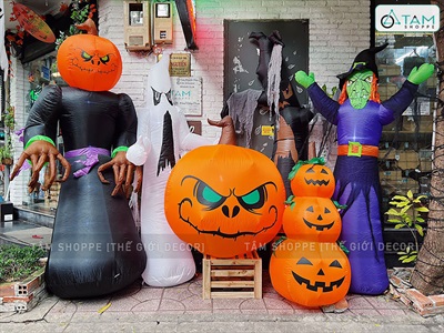 Mô hình Halloween khổng lồ bơm hơi tự động nhiều kiểu [Vải dày - Bơm xịn] BOMHOI-HLW-01