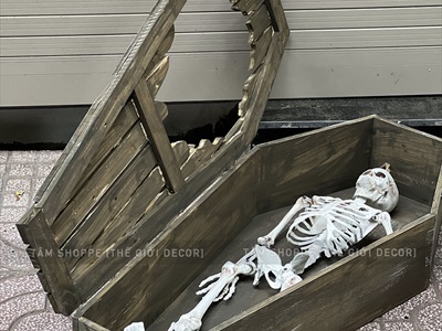 Mô hình quan tài Ma cà rồng Dracula bằng gỗ cỡ lớn D100cm QUANTAI-01