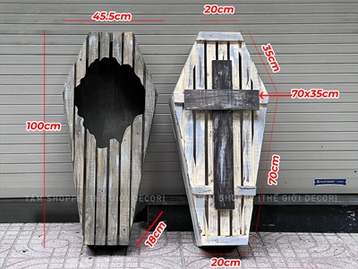 Mô hình quan tài Ma cà rồng Dracula bằng gỗ cỡ lớn D100cm QUANTAI-01