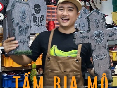 Mô hình tấm bia mộ mút xốp trang trí nhà ma Halloween [Nhiều kiểu - Như thật] TAMBIAMO-02