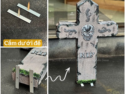Mô hình tấm bia mộ mút xốp trang trí nhà ma Halloween [Nhiều kiểu - Như thật] TAMBIAMO-02