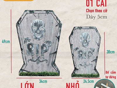 Mô hình tấm bia mộ mút xốp trang trí nhà ma Halloween [Nhiều kiểu - Như thật] TAMBIAMO-02