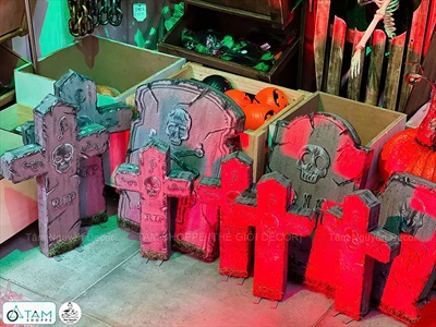 Mô hình tấm bia mộ mút xốp trang trí nhà ma Halloween [Nhiều kiểu - Như thật] TAMBIAMO-02