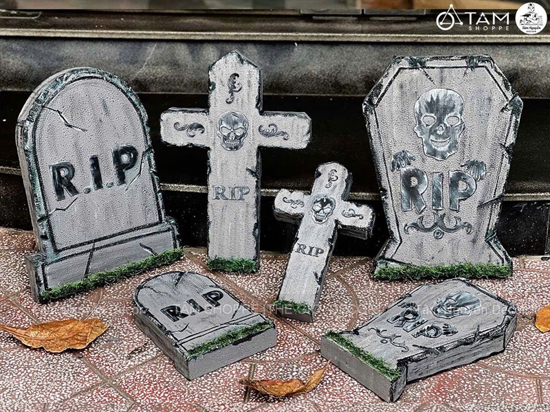 Mô hình tấm bia mộ mút xốp trang trí nhà ma Halloween [Nhiều kiểu - Như thật] TAMBIAMO-02