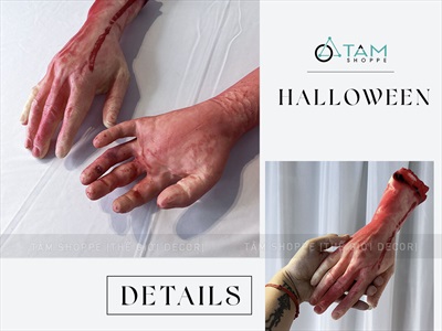 Mô hình tay chân người giả máu me trang trí Halloween [Tỷ lệ 1:1 - Mềm như thật] HLW-TAYCHAN-01