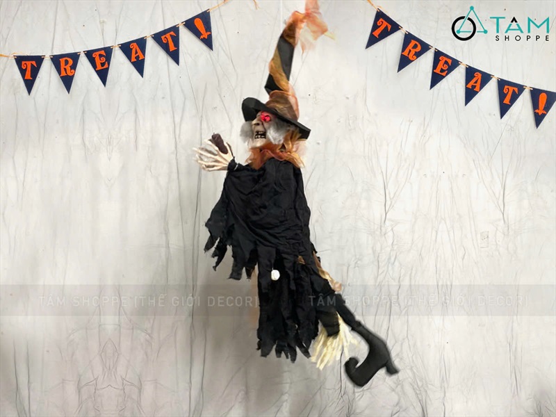 Mô hình phù thuỷ đen cưỡi chổi giãy dụa [Điện tử - Cảm ứng] HLW-MAQUY-43