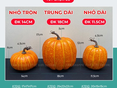 Quả bí ngô Halloween cuốn đen như thật 3 cỡ [11.5-18cm - Loại đẹp] TRAI-BINGO-08