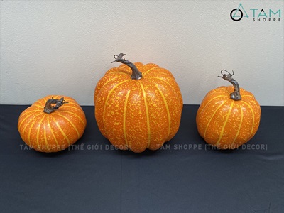 Quả bí ngô Halloween cuốn đen như thật 3 cỡ [11.5-18cm - Loại đẹp] TRAI-BINGO-08