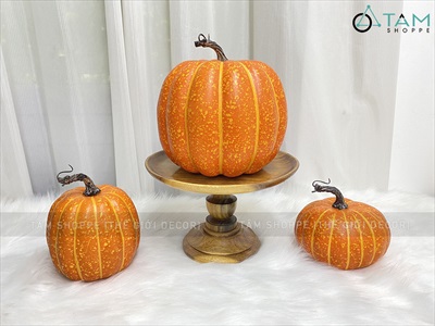 Quả bí ngô Halloween cuốn đen như thật 3 cỡ [11.5-18cm - Loại đẹp] TRAI-BINGO-08