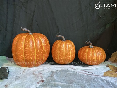 Quả bí ngô Halloween cuốn đen như thật 3 cỡ [11.5-18cm - Loại đẹp] TRAI-BINGO-08