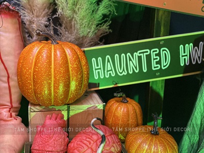 Quả bí ngô Halloween cuốn đen như thật 3 cỡ [11.5-18cm - Loại đẹp] TRAI-BINGO-08