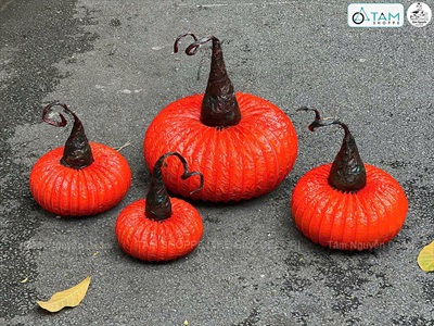 Quả bí ngô Halloween cuốn xoắn dài 4 cỡ [Handmade - Độc lạ] TRAI-BINGO-09