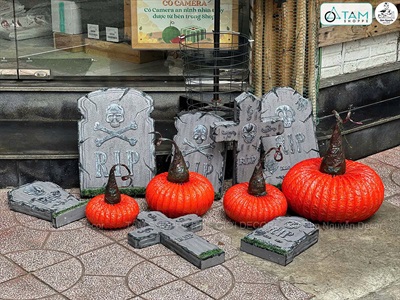 Quả bí ngô Halloween cuốn xoắn dài 4 cỡ [Handmade - Độc lạ] TRAI-BINGO-09