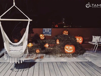 Quả bí ngô Halloween nhựa rỗng có đèn Led [Hàng xịn - Siêu sáng] TRAI-BINGO-06