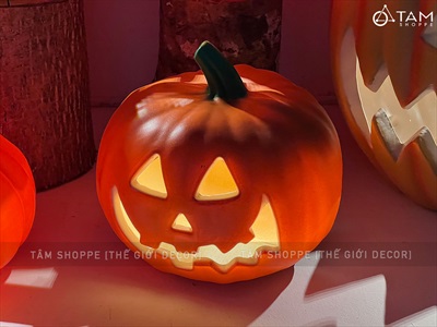 Quả bí ngô Halloween nhựa rỗng có đèn Led [Hàng xịn - Siêu sáng] TRAI-BINGO-06