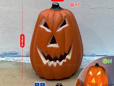 Quả bí ngô Halloween quéo đèn led siêu sáng [3 kiểu/14-16cm] TRAI-BINGO-10