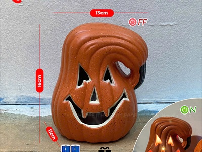 Quả bí ngô Halloween quéo đèn led siêu sáng [3 kiểu/14-16cm] TRAI-BINGO-10