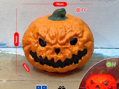 Quả bí ngô Halloween quéo đèn led siêu sáng [3 kiểu/14-16cm] TRAI-BINGO-10