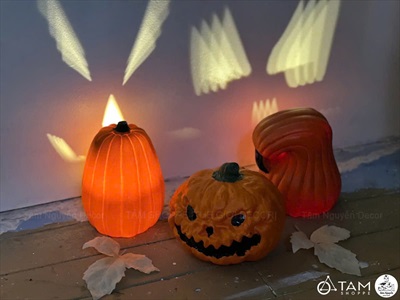 Quả bí ngô Halloween quéo đèn led siêu sáng [3 kiểu/14-16cm] TRAI-BINGO-10