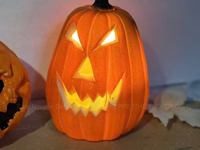 Quả bí ngô Halloween quéo đèn led siêu sáng [3 kiểu/14-16cm] TRAI-BINGO-10