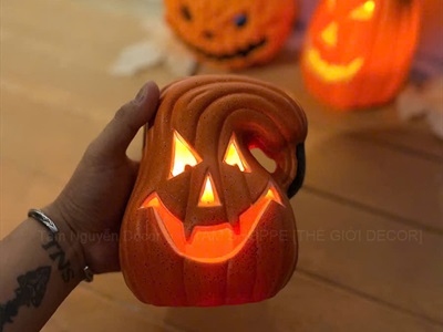 Quả bí ngô Halloween quéo đèn led siêu sáng [3 kiểu/14-16cm] TRAI-BINGO-10