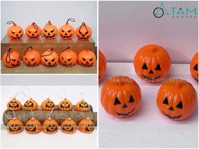 Set 5-10 quả bí ngô Halloween nhựa mini [Nhiều kiểu - Nhựa cứng] TRAI-BINGO-07