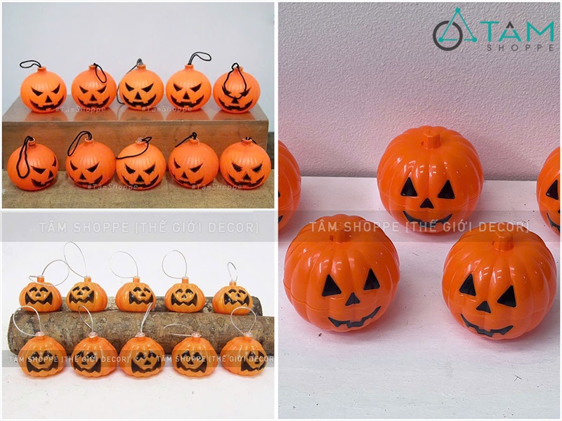 Set 5-10 quả bí ngô Halloween nhựa mini [Nhiều kiểu - Nhựa cứng] TRAI-BINGO-07