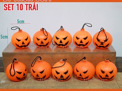 Set 5-10 quả bí ngô Halloween nhựa mini [Nhiều kiểu - Nhựa cứng] TRAI-BINGO-07