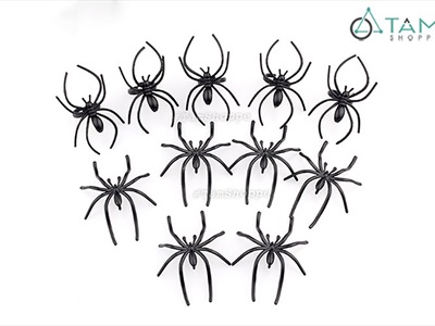 Set 10 con nhện đen tăm nhí nhỏ xíu [5x4cm - Nhựa cứng] TCV-NHEN-09