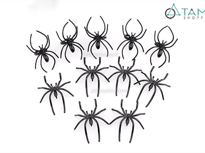 Set 10 con nhện đen tăm nhí nhỏ xíu [5x4cm - Nhựa cứng] TCV-NHEN-09