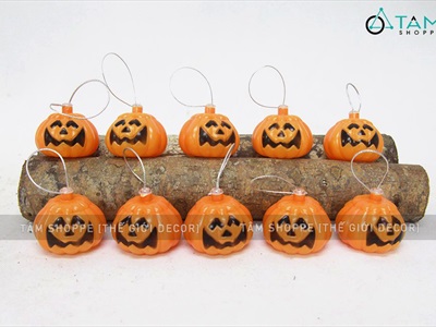 Set 10 quả bí ngô Halloween mini có dây treo ĐK6cm TRAI-BINGO-03