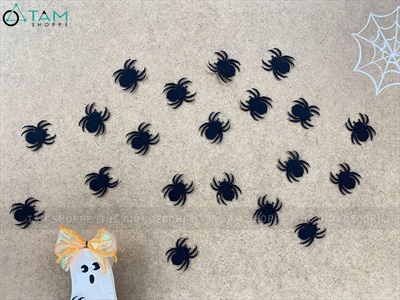 Set 20 con nhện nỉ đen 4cm [Mỏng nhẹ - chân gai] TCV-NHEN-13